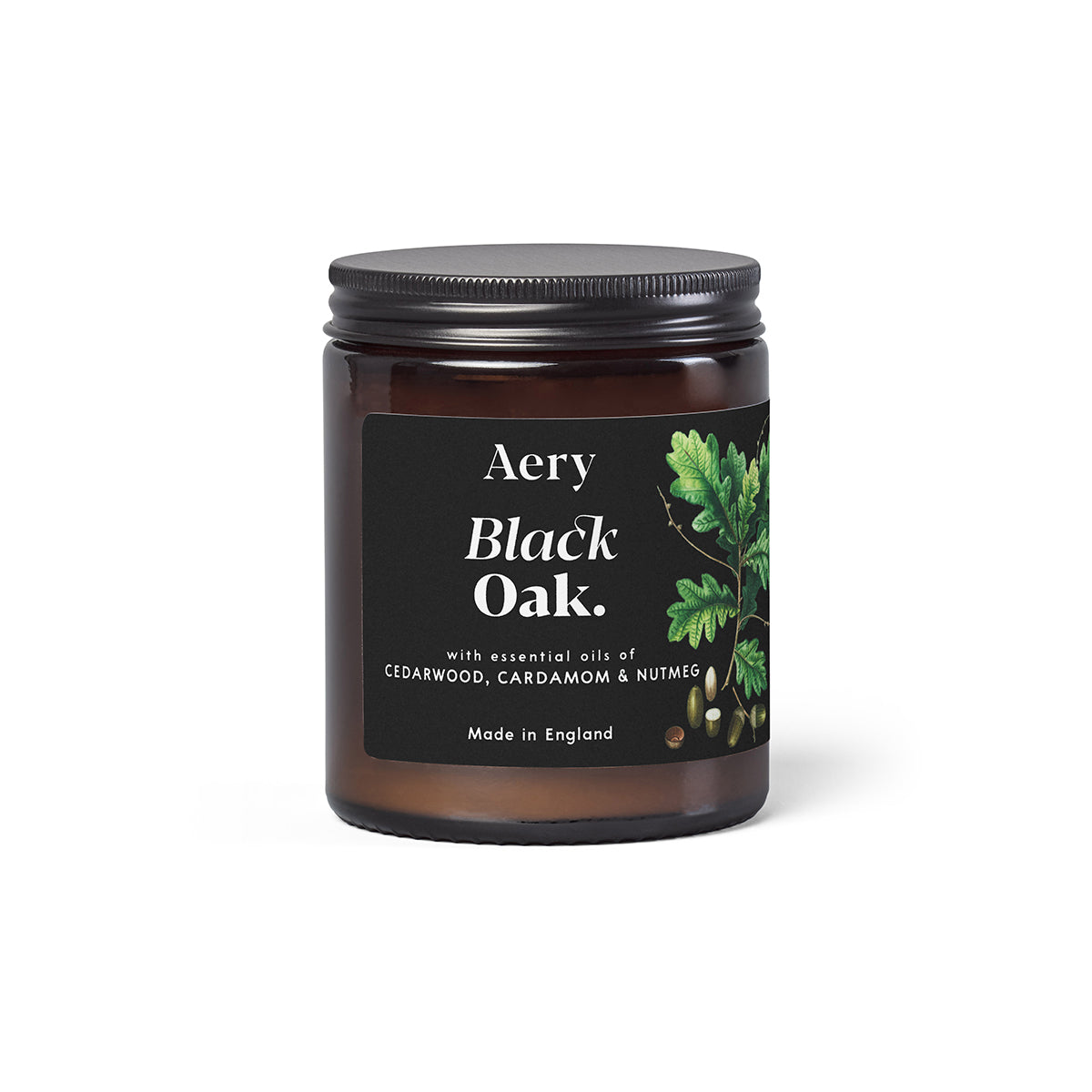 Aery Living Botanical Green 140g Candle Jar Black Oak
