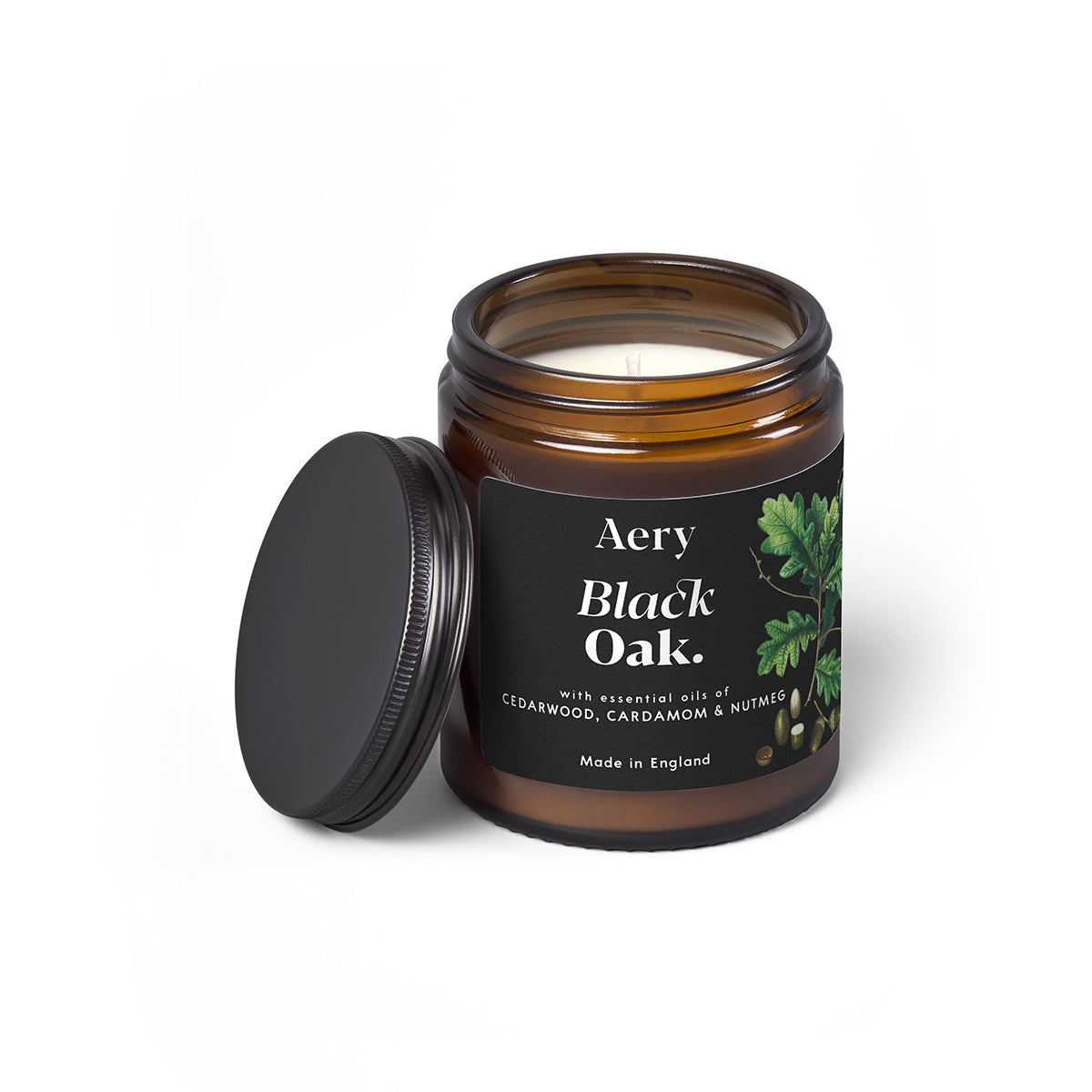 Aery Living Botanical Green 140g Candle Jar Black Oak