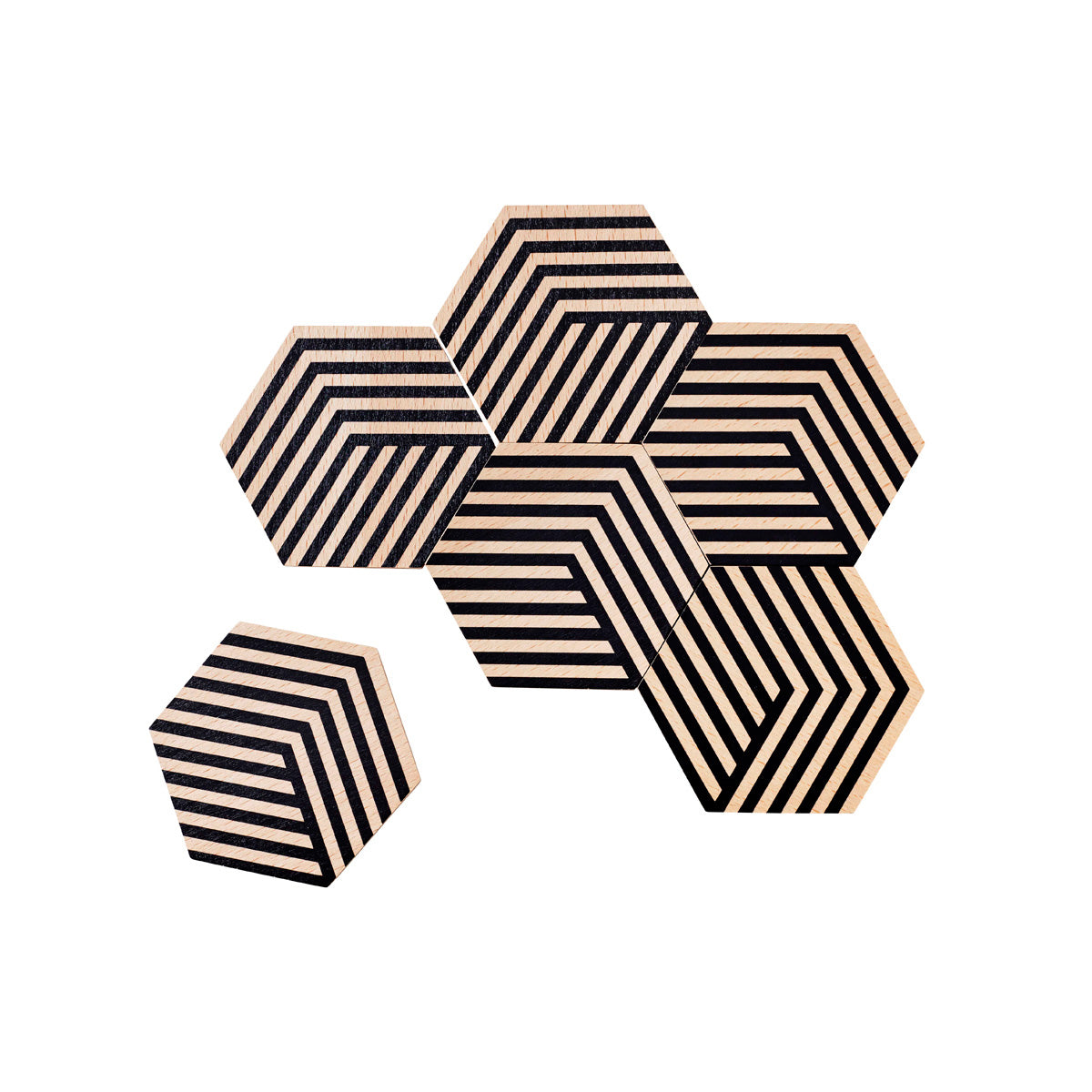 Areaware Table Tiles Coasters Optical Black