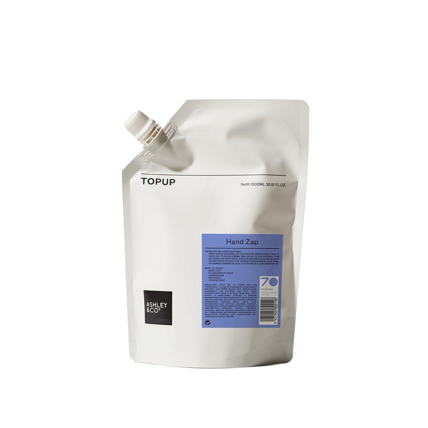 Ashley & Co Hand Zap Topup 1L Peppy & Lucent Hand Sanitiser Hand Sanitiser