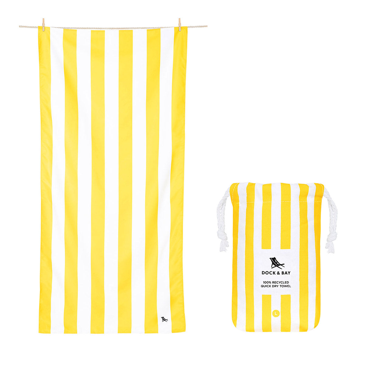 Dock & Bay Beach Towel Cabana Collection L Boracay Yellow 100% Recycled 100% Recycled