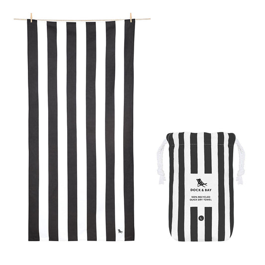 Dock & Bay Beach Towel Cabana Collection L Kamari Charcoal 100% Recycled 100% Recycled