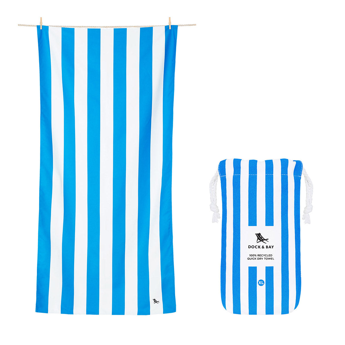 Dock & Bay Beach Towel Cabana Collection XL Bondi Blue 100% Recycled 100% Recycled