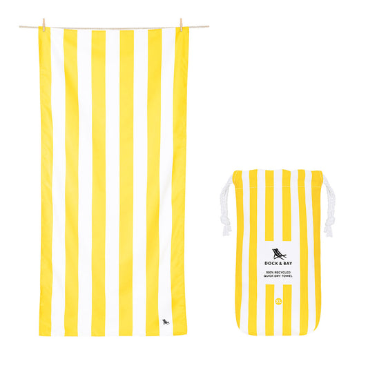 Dock & Bay Beach Towel Cabana Collection XL Boracay Yellow 100% Recycled 100% Recycled