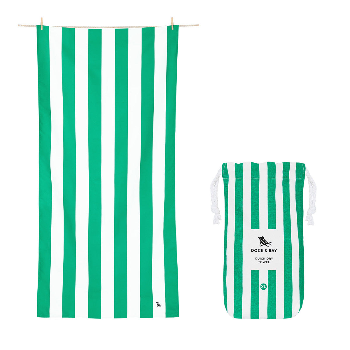 Dock & Bay Beach Towel Cabana Collection XL Cancun Green 100% Recycled 100% Recycled