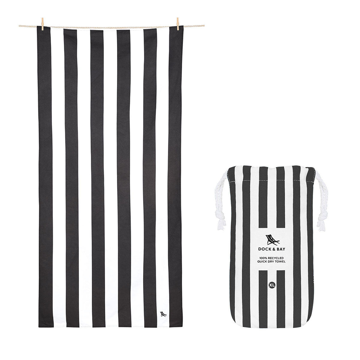 Dock & Bay Beach Towel Cabana Collection XL Kamari Charcoal 100% Recycled 100% Recycled