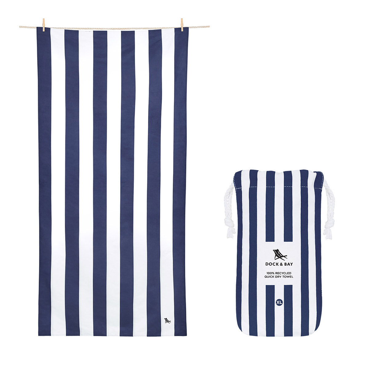 Dock & Bay Beach Towel Cabana Collection XL Whitsunday Blue 100% Recycled 100% Recycled