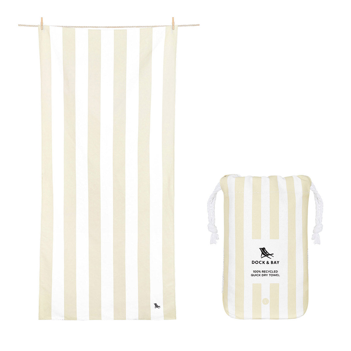 Dock & Bay Beach Towel Cabana Light Collection L Bora Bora Beige 100% Recycled 100% Recycled