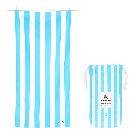 Dock & Bay Beach Towel Cabana Light Collection XL Tulum Blue 100% Recycled 100% Recycled