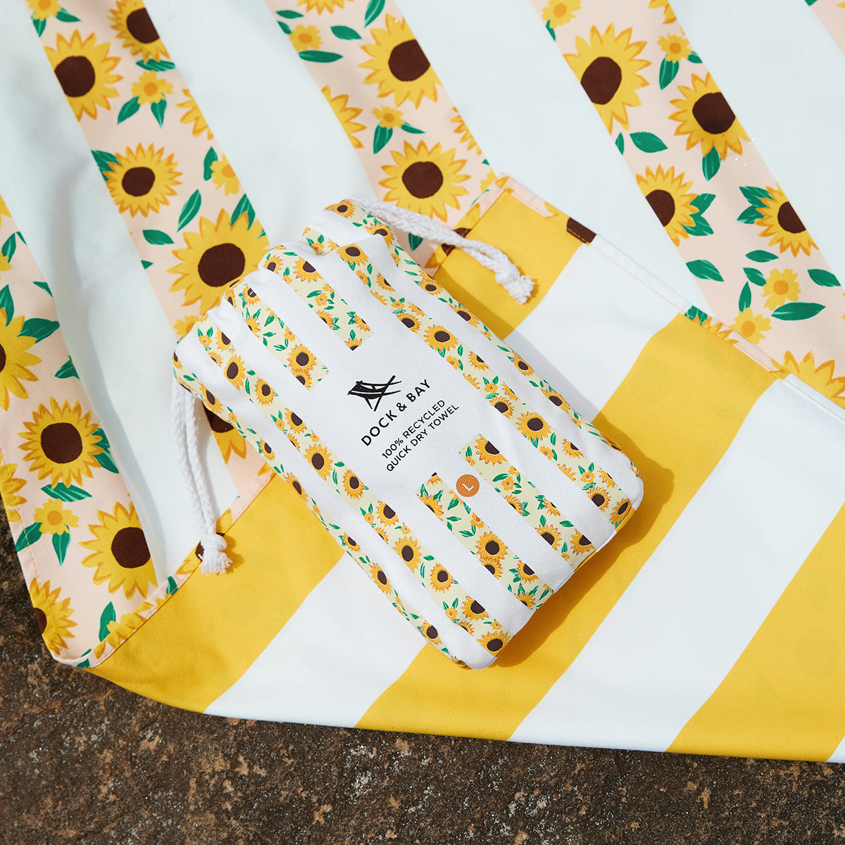 Dock & Bay Beach Towel Flower Power Collection L Sunflower Solstice 100% Recycled 100% Recycled