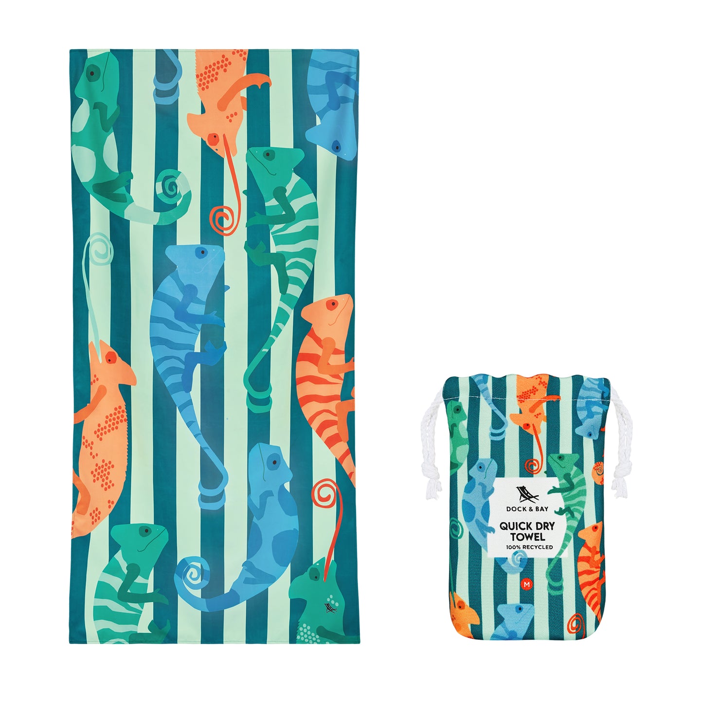 Dock & Bay Beach Towel Kids Collection M Karma Chameleon 100% Recycled 100% Recycled