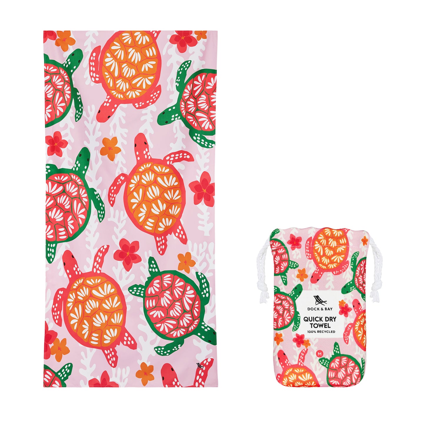 Dock & Bay Beach Towel Kids Collection M Turtley Tropical 100% Recycled 100% Recycled