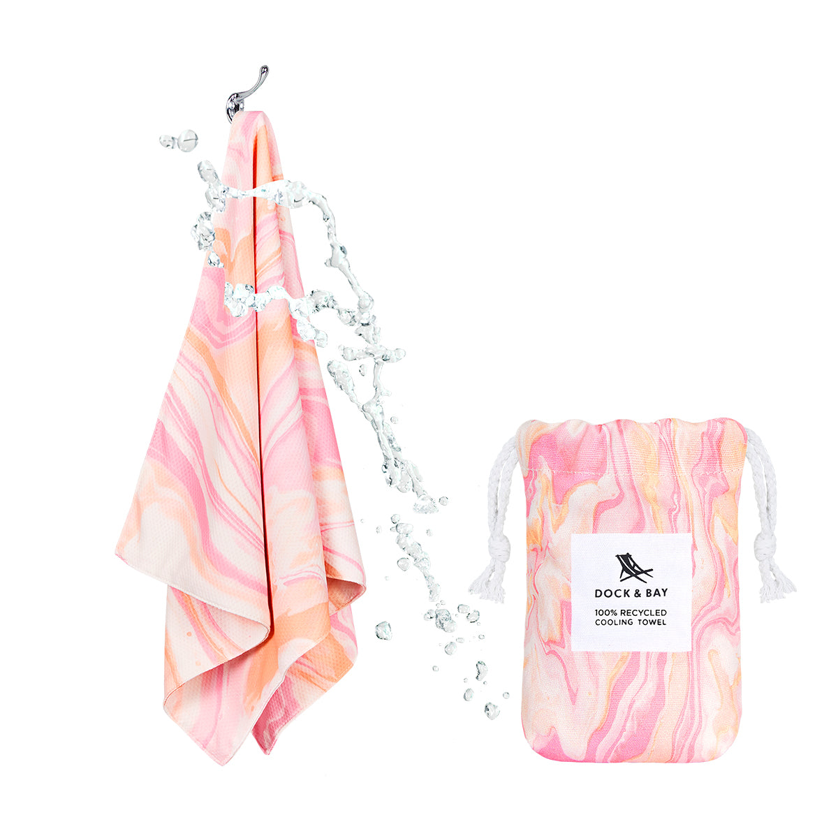 Dock & Bay Cooling Towel Marble Collection Peach Melba 100% Recycled 100% Recycled