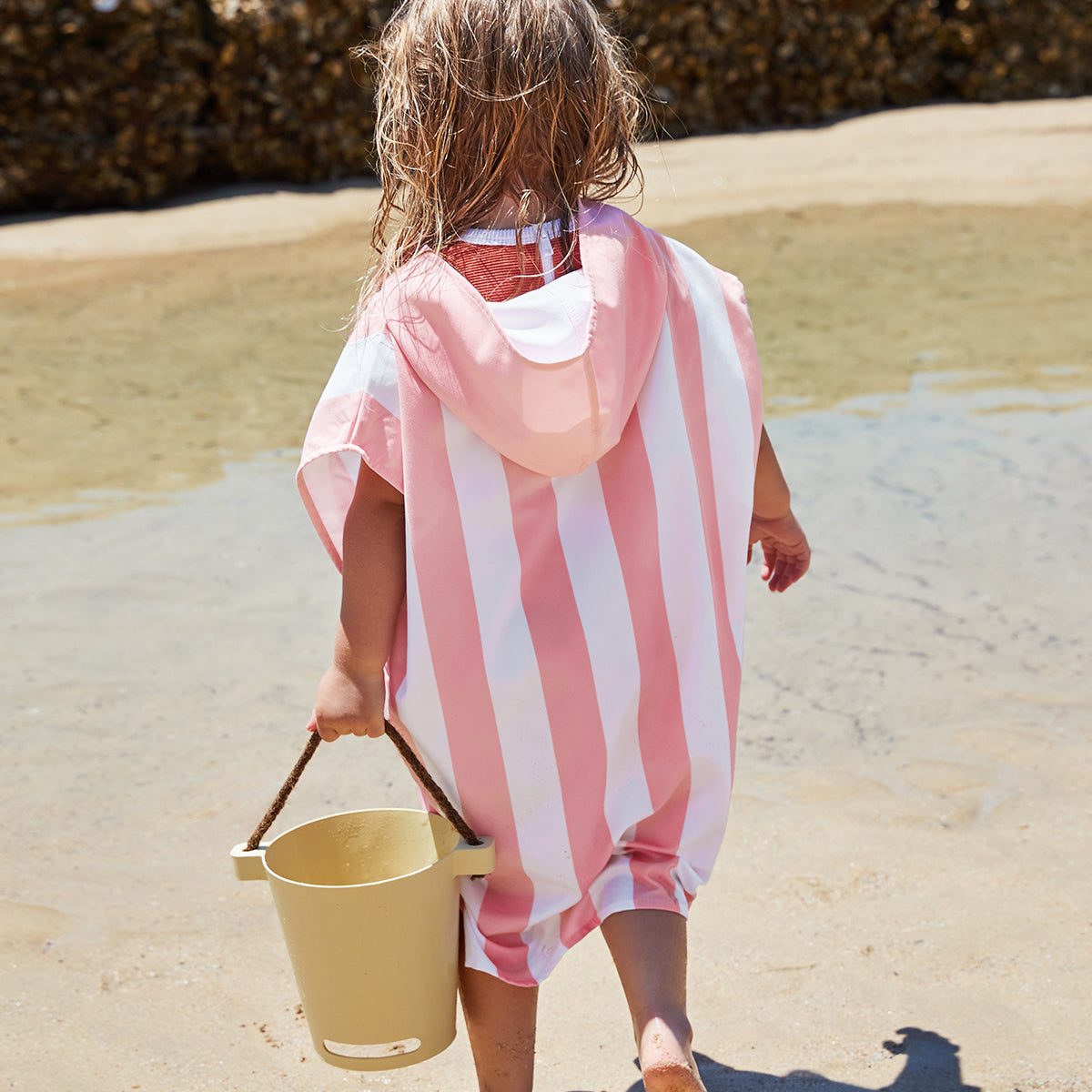 Dock & Bay Poncho Kids Cabana Collection Malibu Pink 100% Recycled 100% Recycled