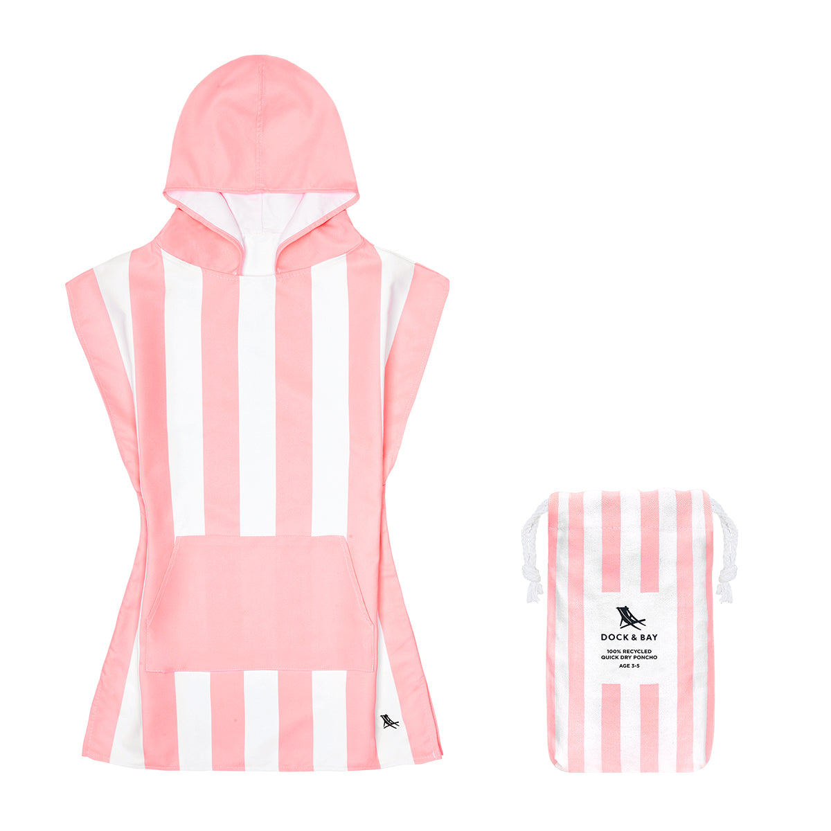 Dock & Bay Poncho Kids Cabana Collection Malibu Pink 100% Recycled 100% Recycled