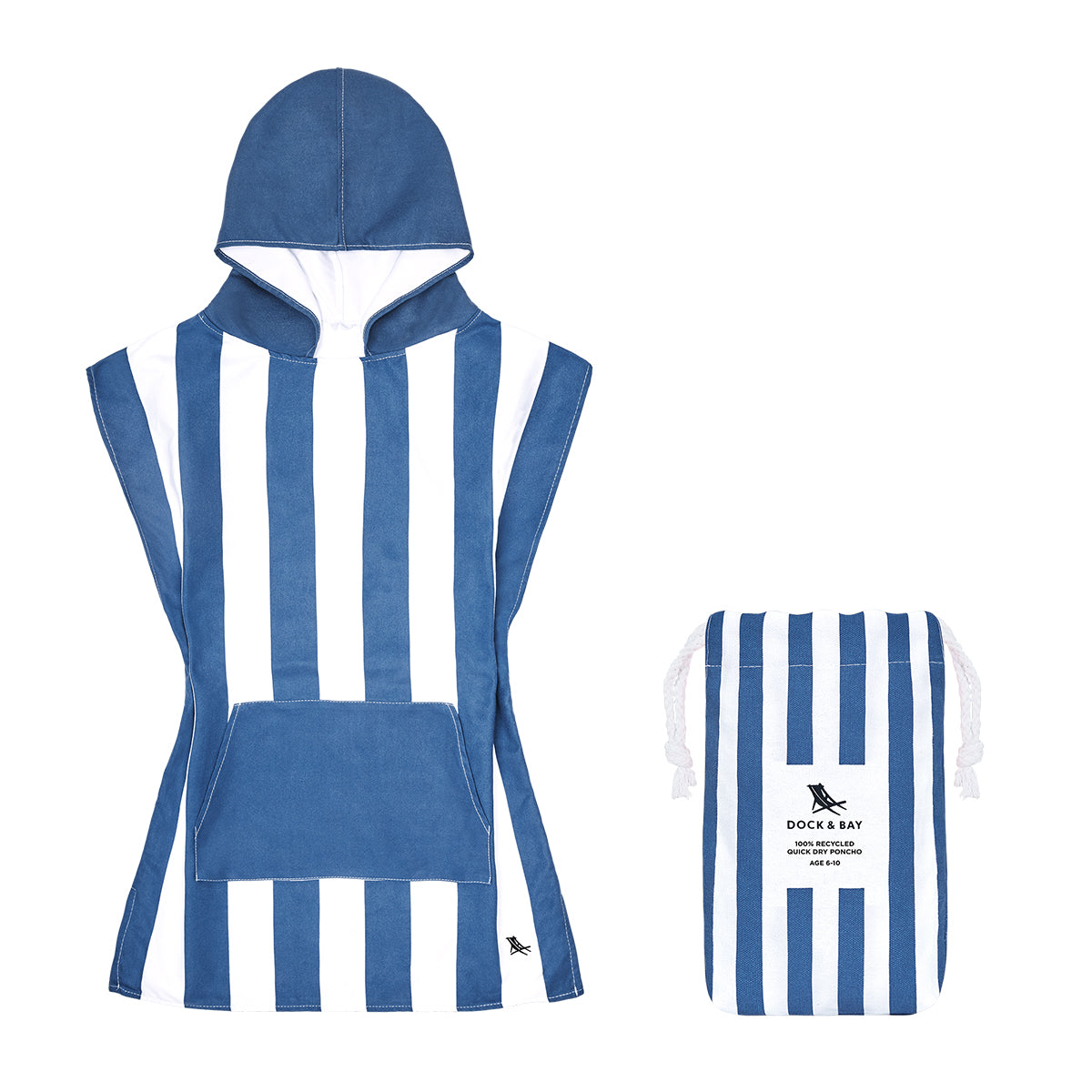 Dock & Bay Poncho Kids Cabana Collection Whitsunday Blue 100% Recycled 100% Recycled