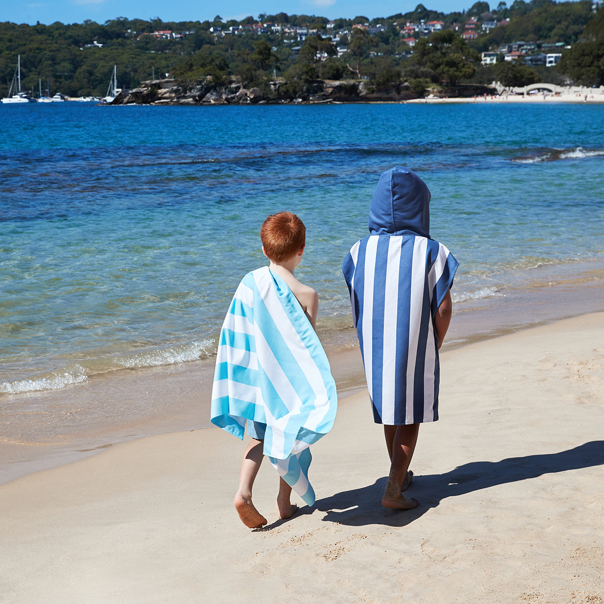 Dock & Bay Poncho Kids Cabana Collection Whitsunday Blue 100% Recycled 100% Recycled
