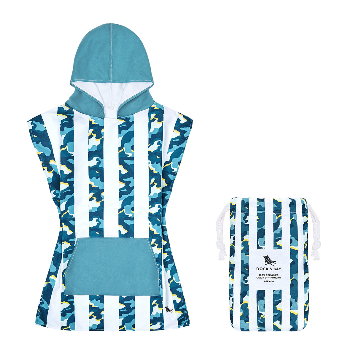 Dock & Bay Poncho Mini Patterned Collection Cool Camo 100% Recycled 100% Recycled