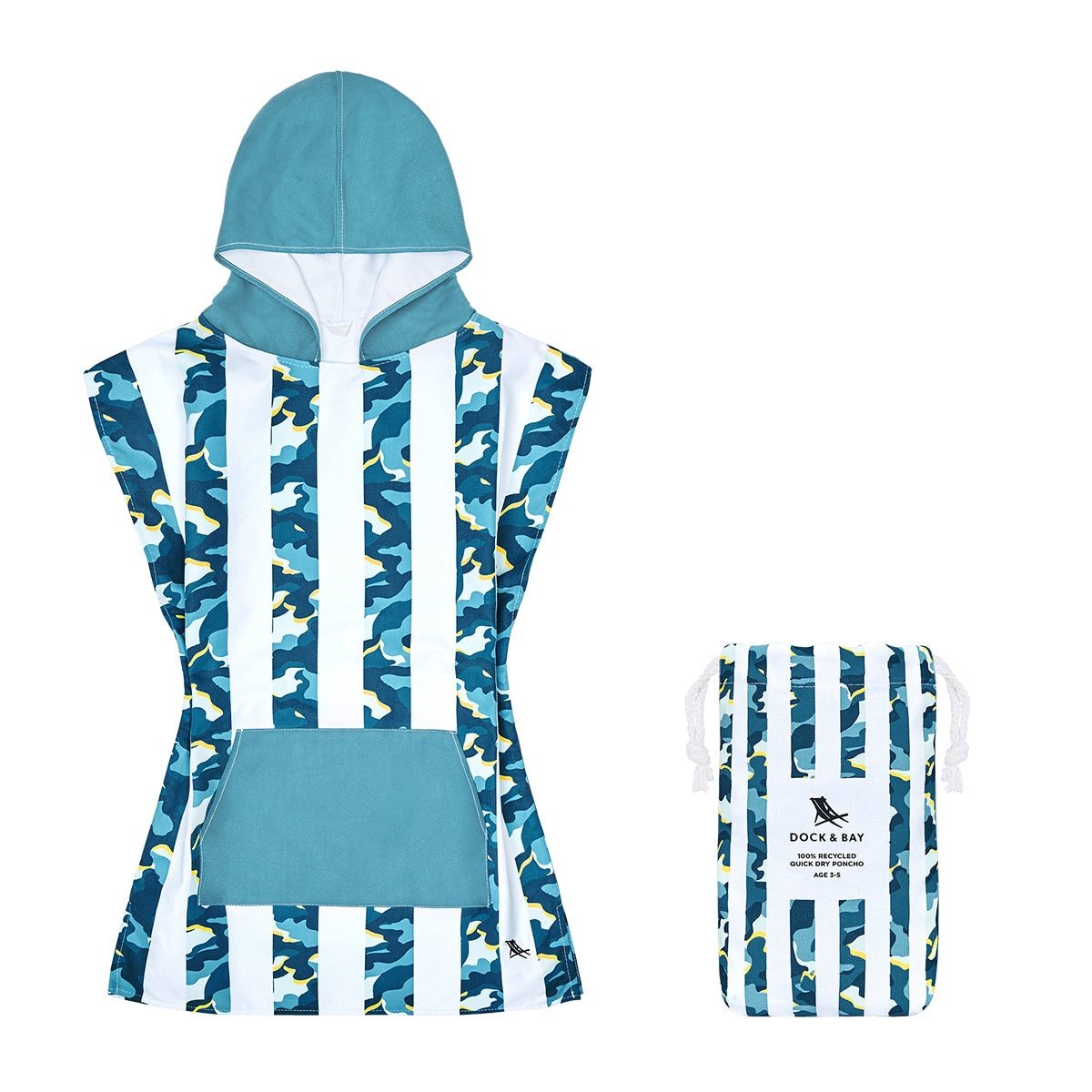 Dock & Bay Poncho Mini Patterned Collection Cool Camo 100% Recycled 100% Recycled