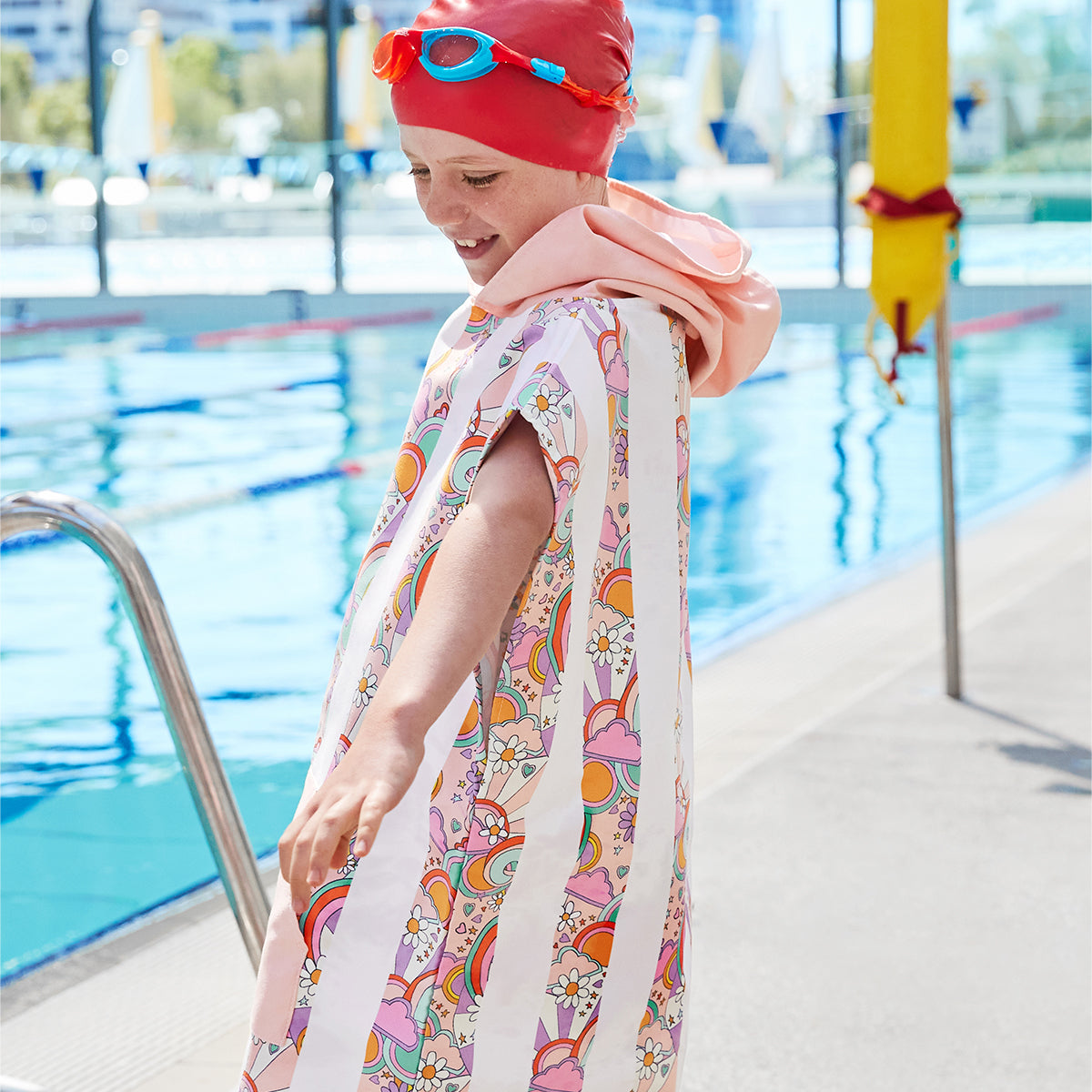 Dock & Bay Poncho Mini Patterned Collection Pink Power 100% Recycled 100% Recycled