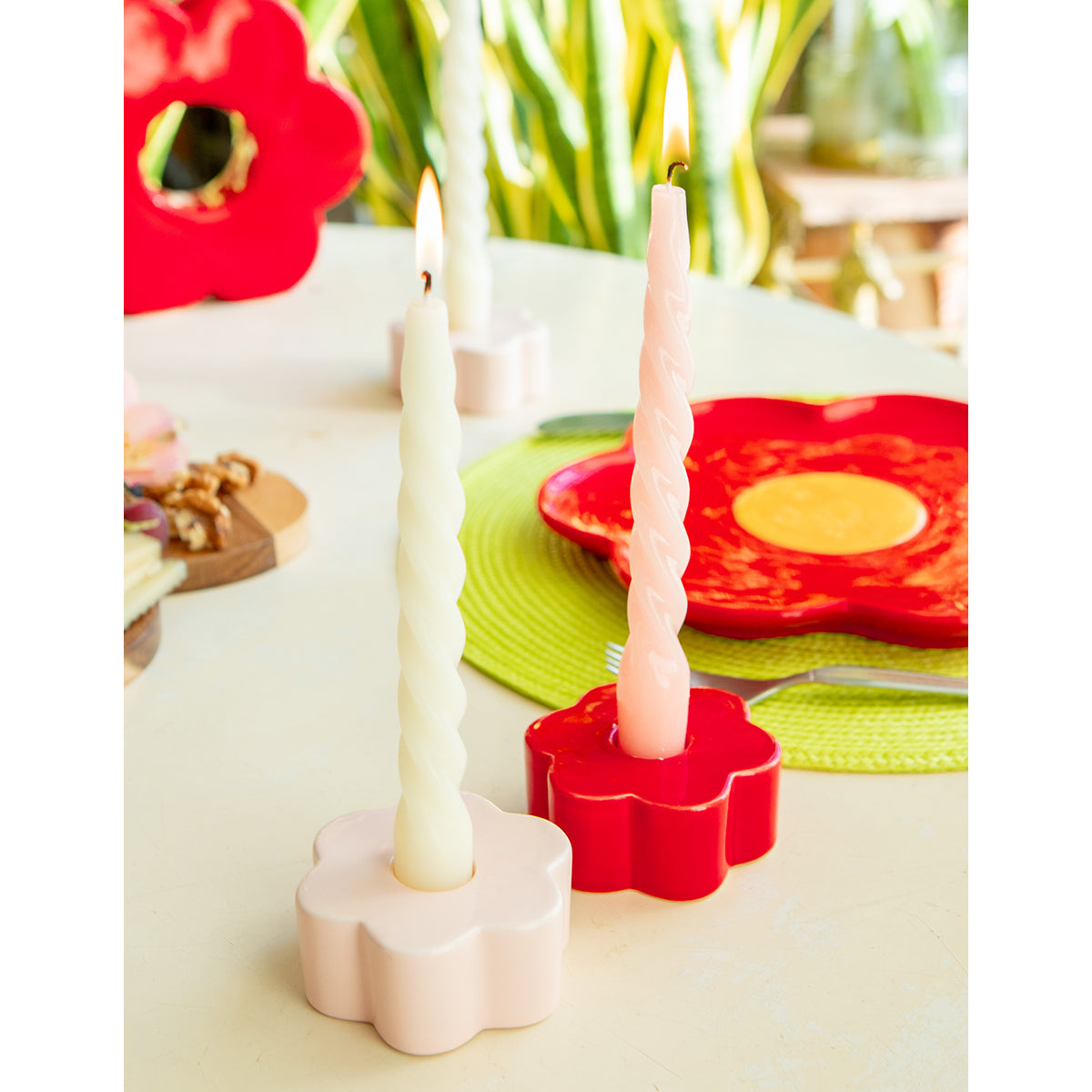 DOIY Daisy Candle Holder Red
