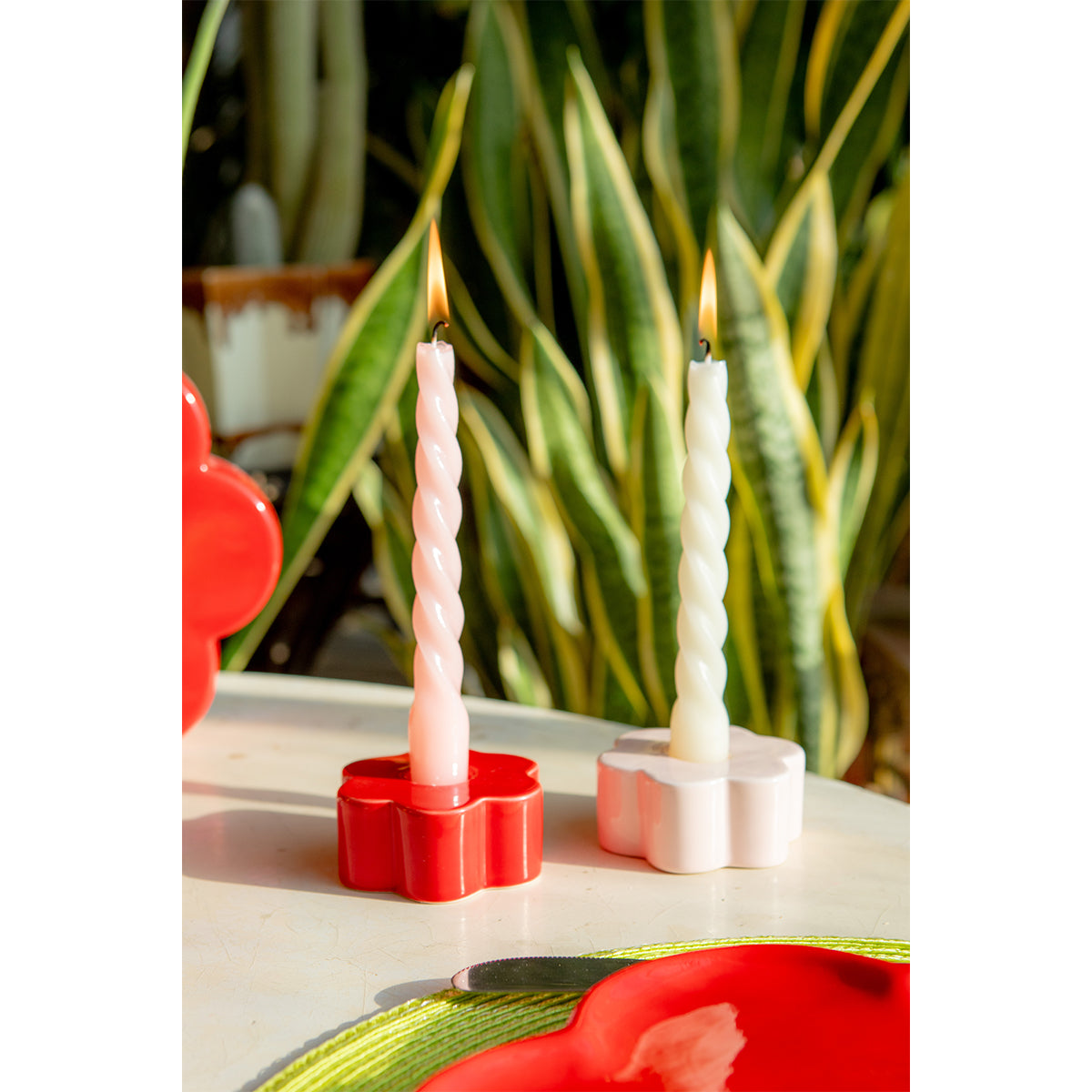 DOIY Daisy Candle Holder Red
