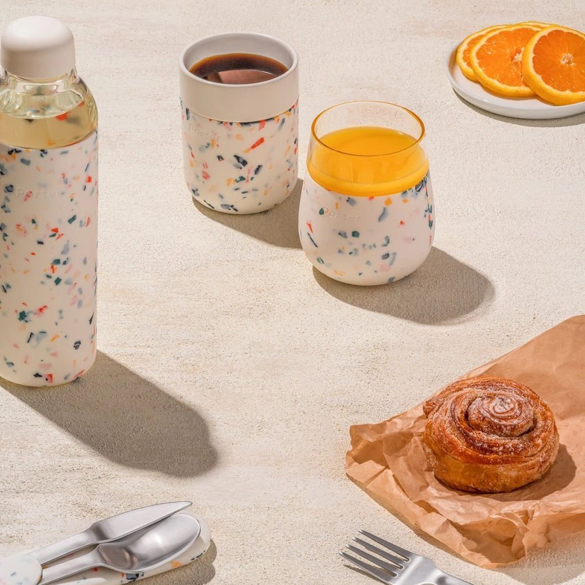 W&P Glass Tumbler Terrazzo 444ml Cream