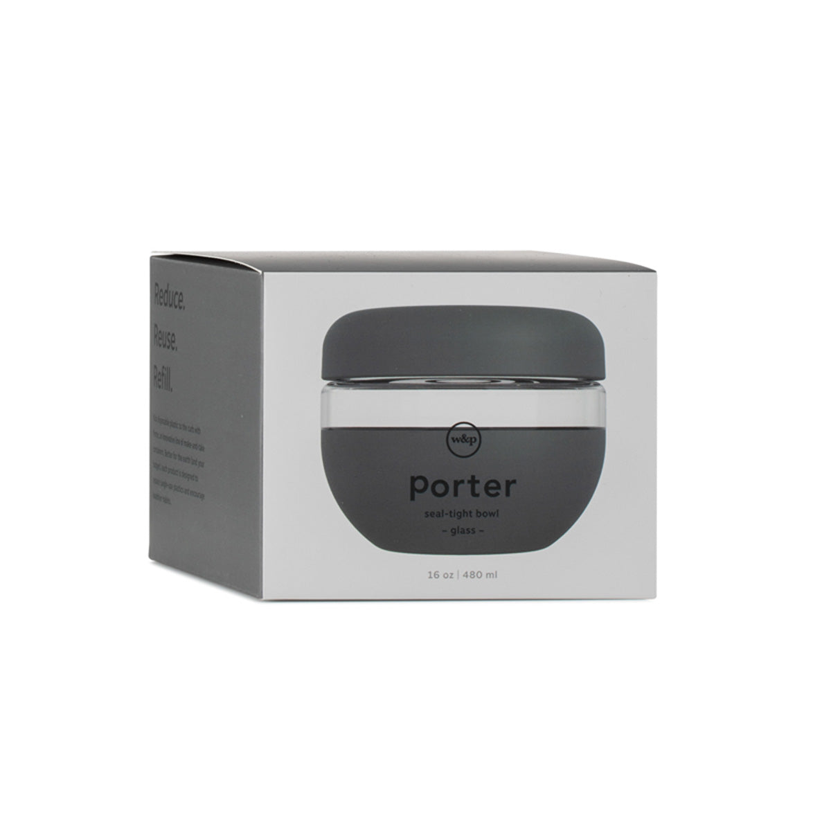 W&P Seal Tight Glass Bowl 480ml Charcoal