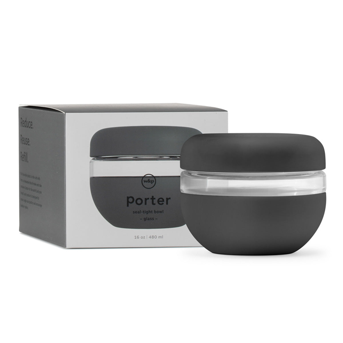 W&P Seal Tight Glass Bowl 480ml Charcoal