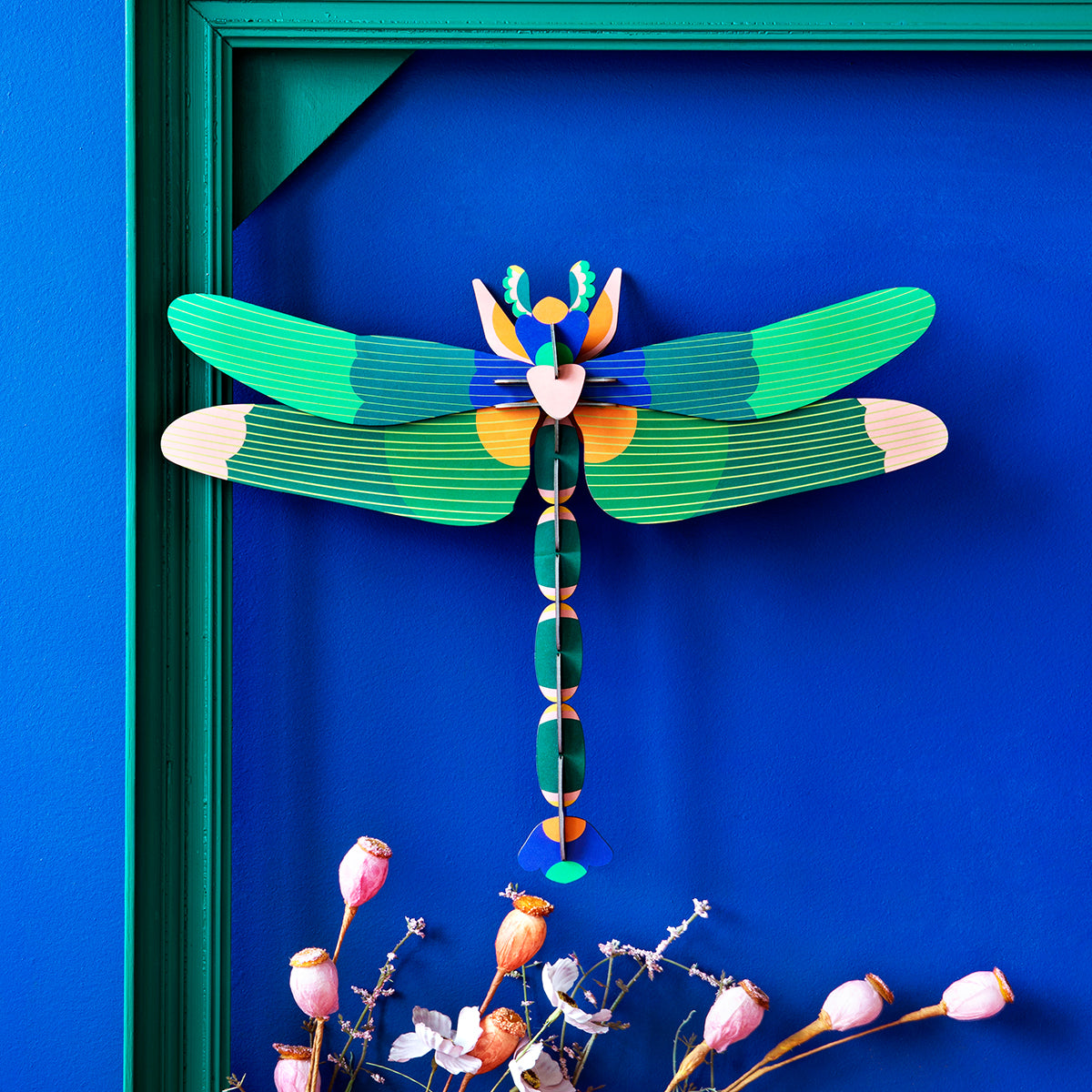Studio Roof Wall Art Butterflies (A4) Green Dragonfly