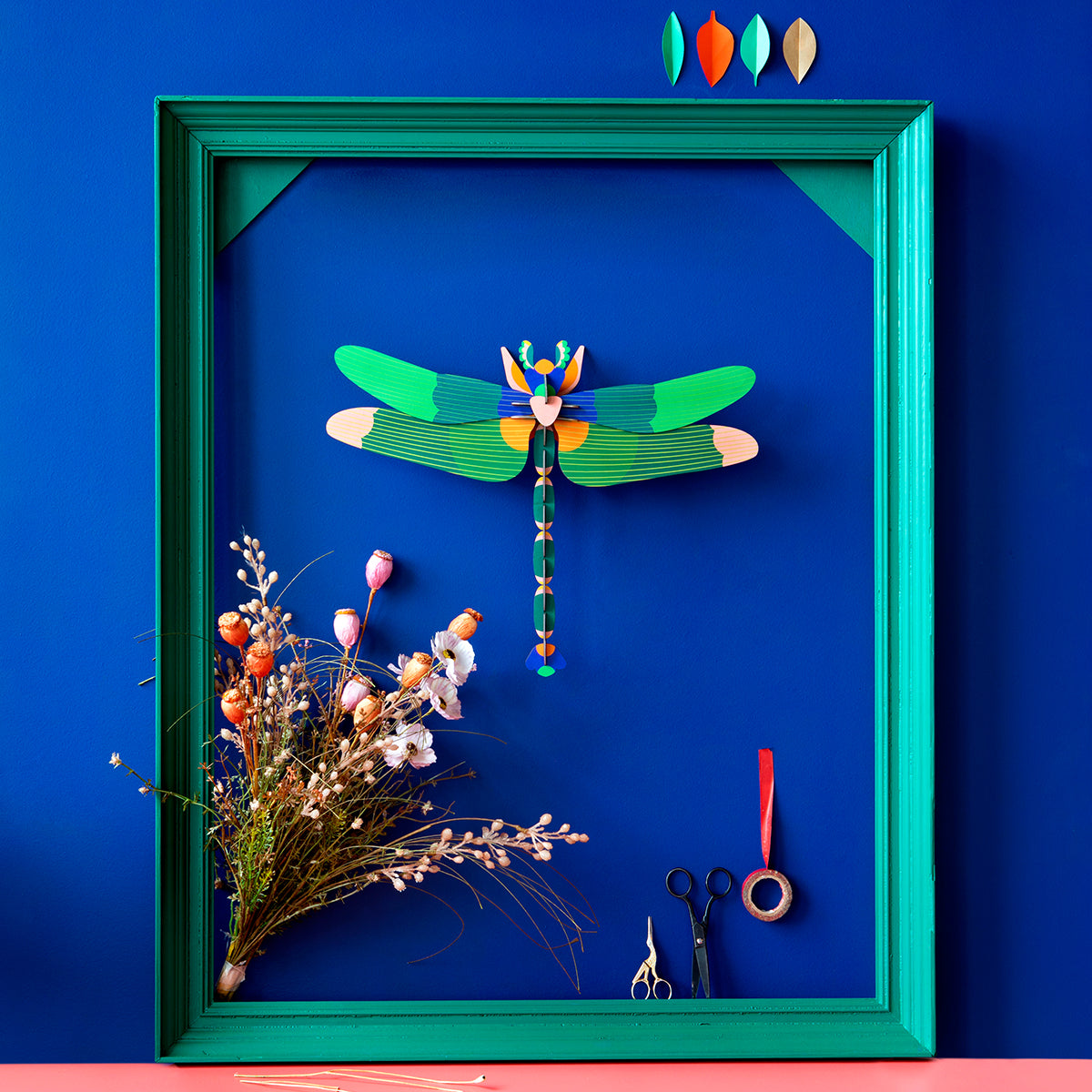 Studio Roof Wall Art Butterflies (A4) Green Dragonfly