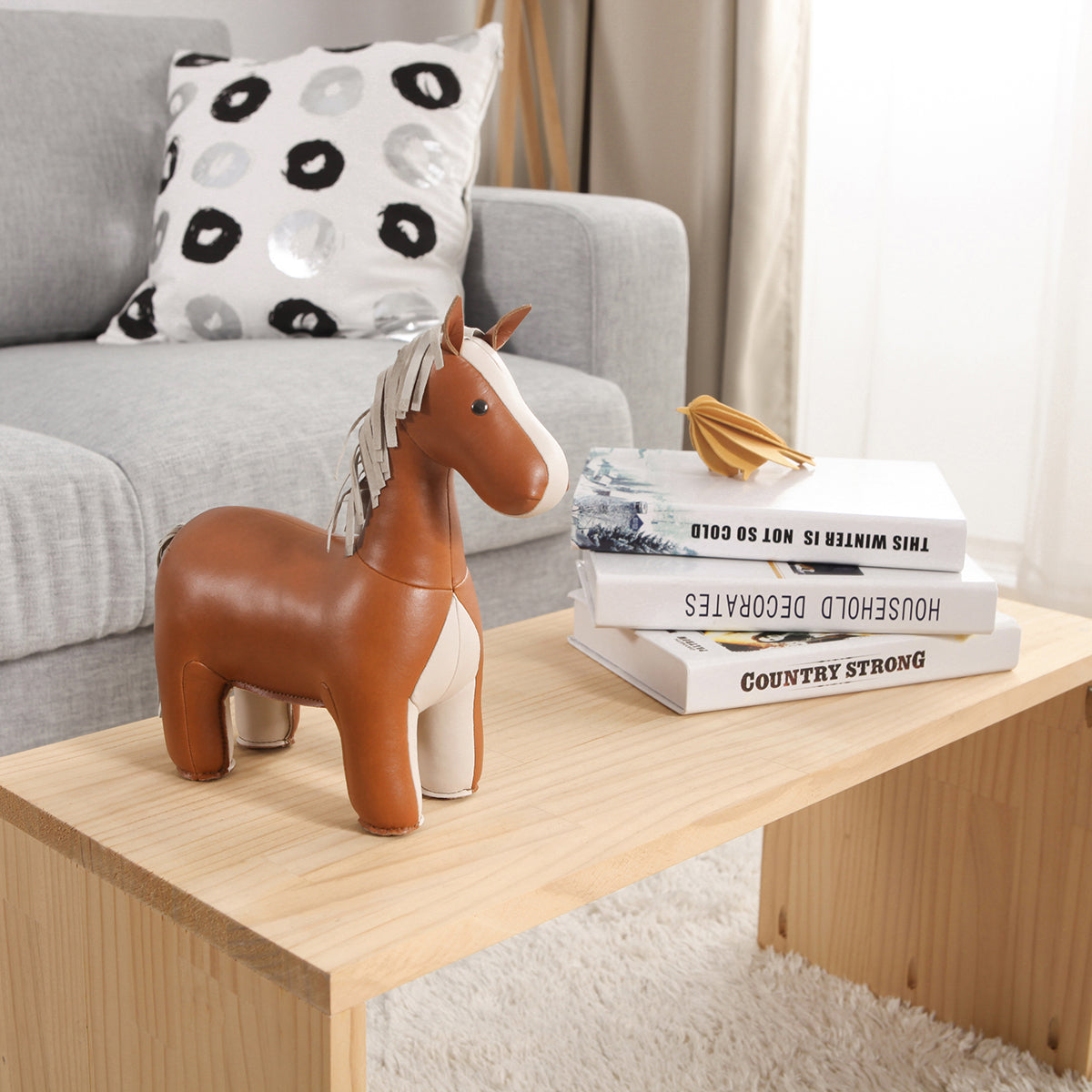 Zuny Bookend Classic Horse Tan