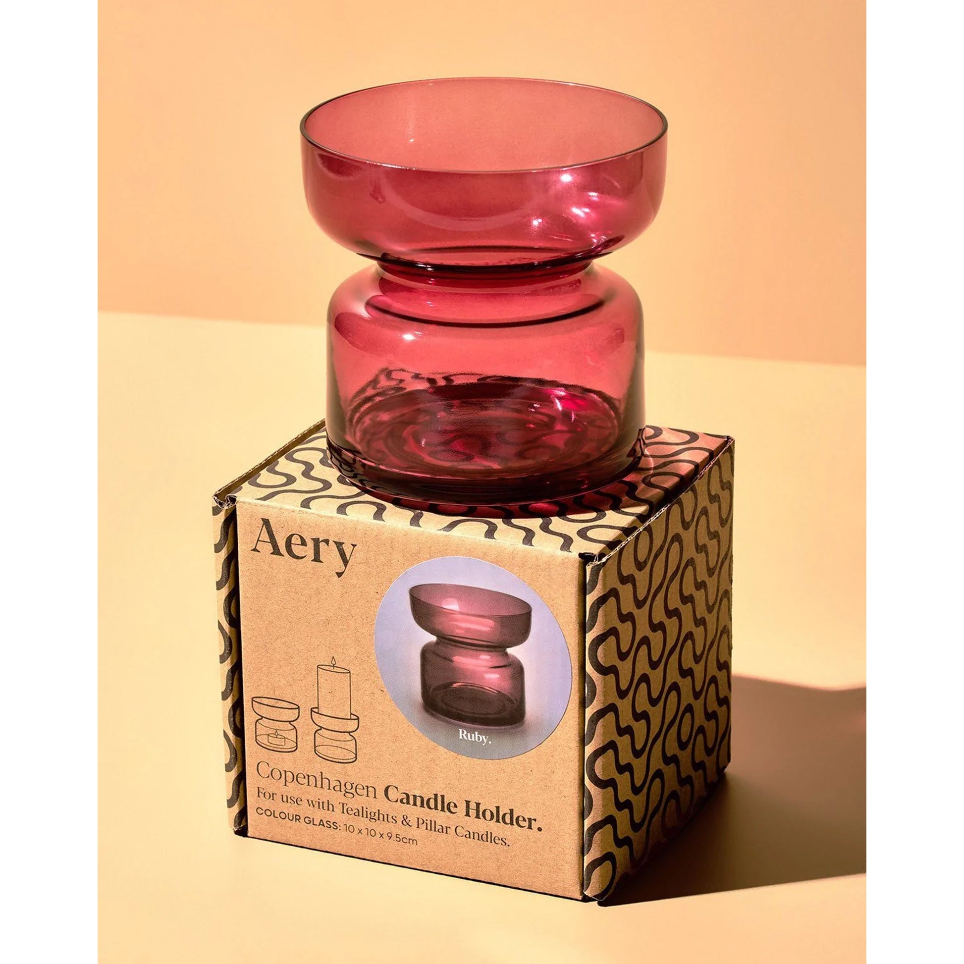 Aery Living Copenhagen Candle Holder Ruby