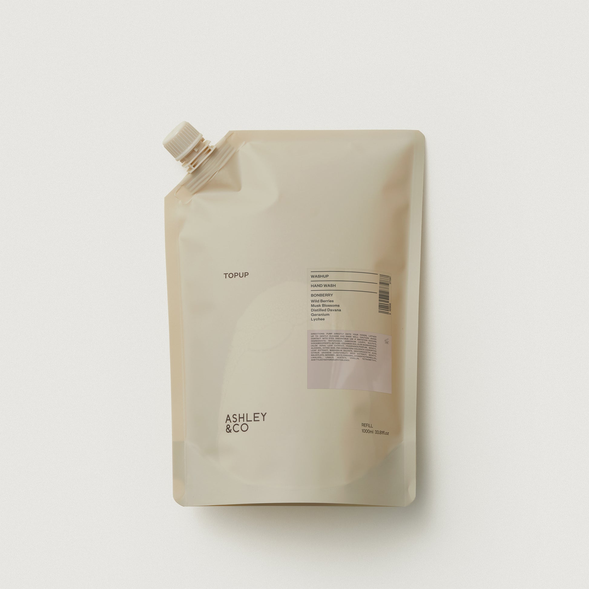 Ashley & Co Washup Topup 1L Bonberry Hand Wash Hand Wash