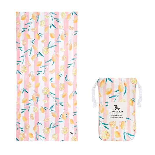 Dock & Bay Beach Towel Tropics Collection L Lemons 100% Recycled 100% Recycled