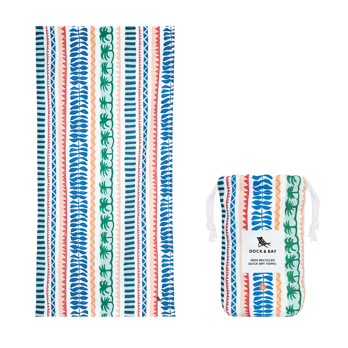 Dock & Bay Beach Towel Tropics Collection L Palm Beach 100% Recycled 100% Recycled