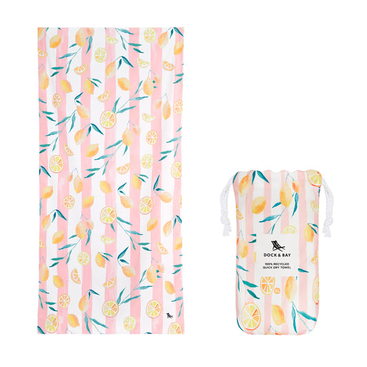 Dock & Bay Beach Towel Tropics Collection XL Lemons 100% Recycled 100% Recycled