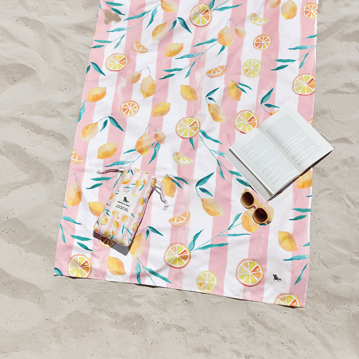 Dock & Bay Beach Towel Tropics Collection XL Lemons 100% Recycled 100% Recycled