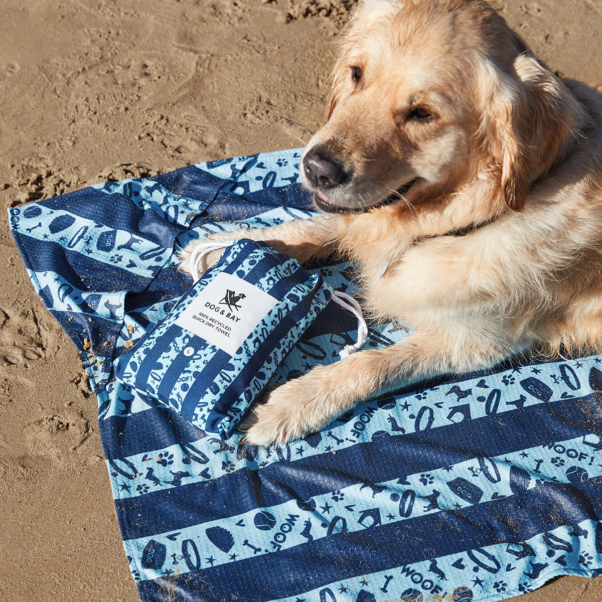 Dock & Bay Dog Towel L Bark Blue 100% Recycled 100% Recycled