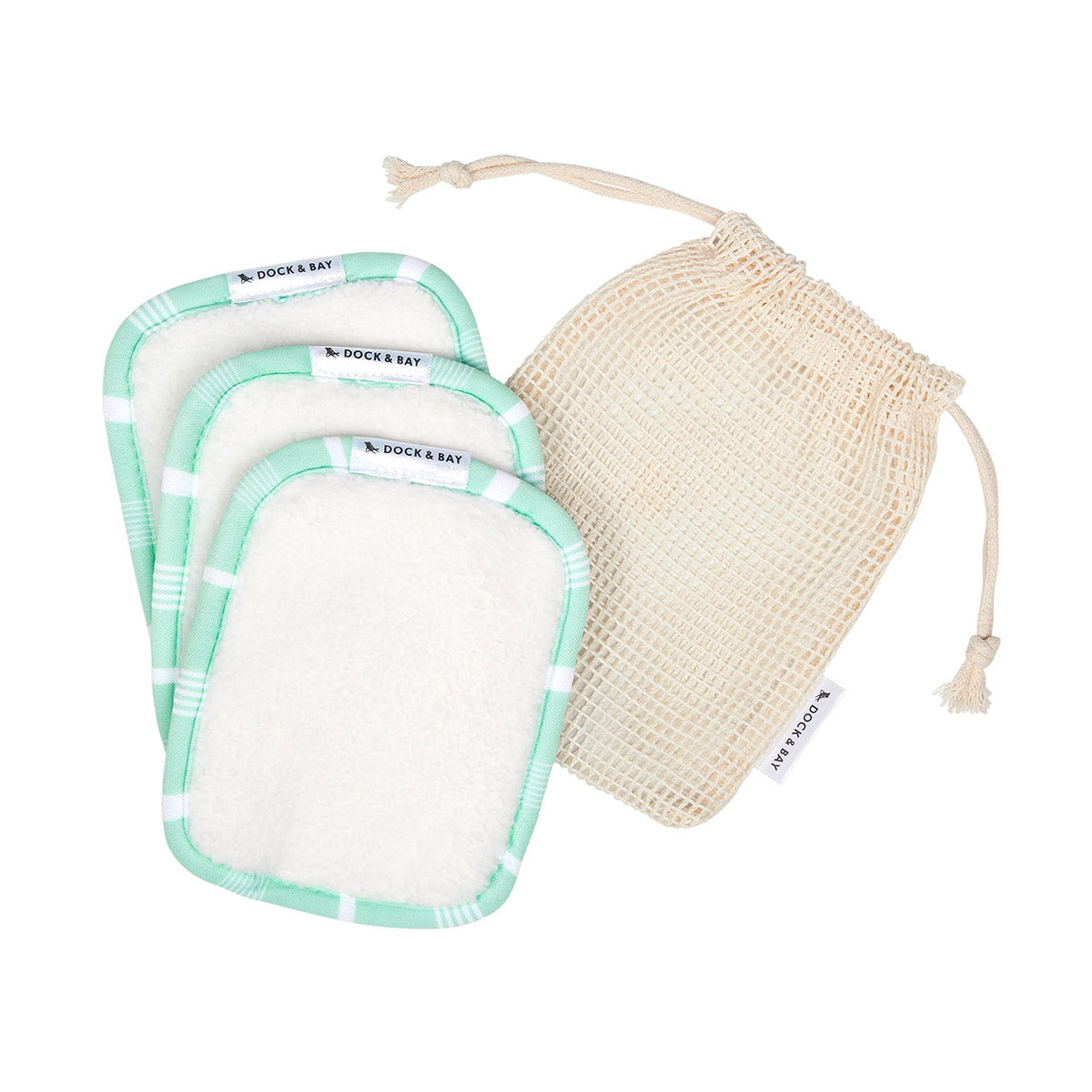 Dock & Bay Home Reusable Makeup Wipes (pk of 3) Eucalyptus Green 100% Recycled 100% Recycled