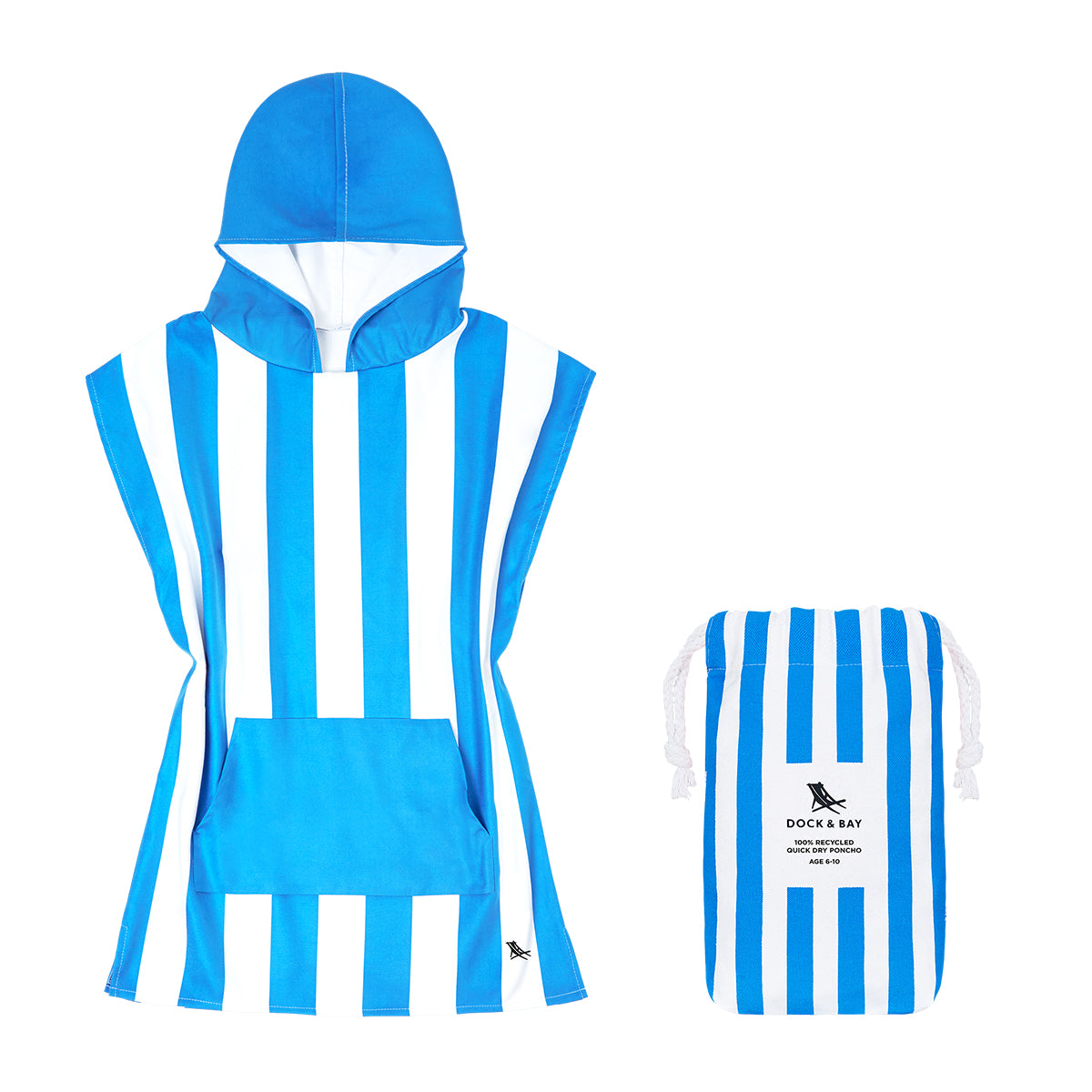 Dock & Bay Poncho Kids Cabana Collection Bondi Blue 100% Recycled 100% Recycled