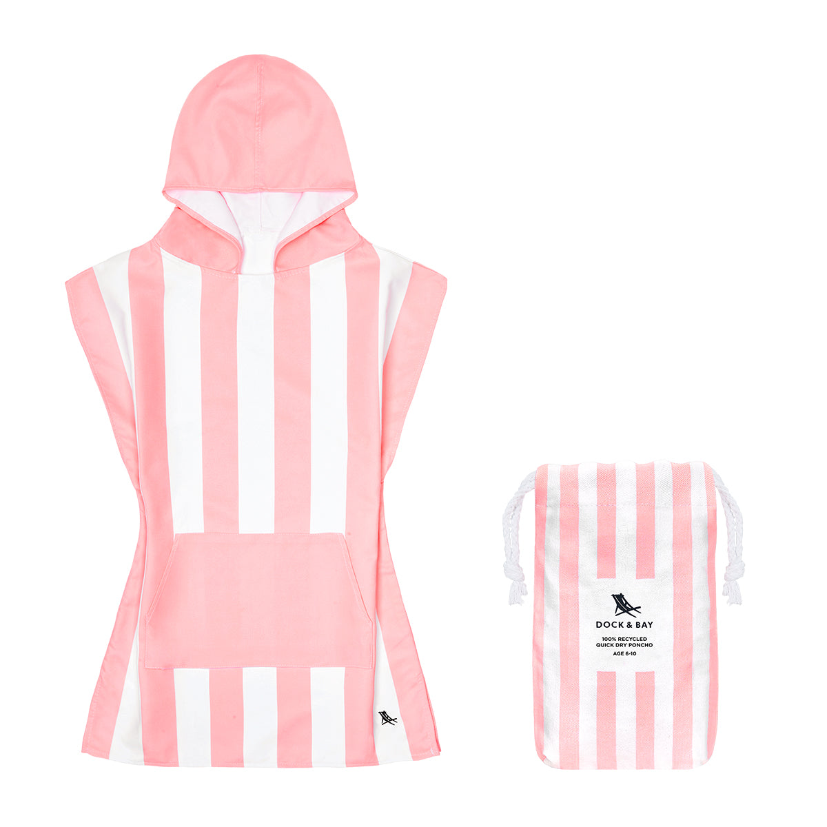 Dock & Bay Poncho Kids Cabana Collection Malibu Pink 100% Recycled 100% Recycled