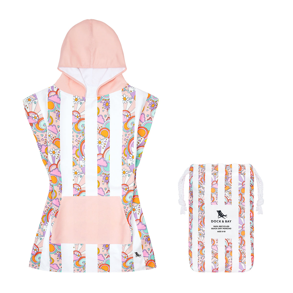 Dock & Bay Poncho Mini Patterned Collection Pink Power 100% Recycled 100% Recycled