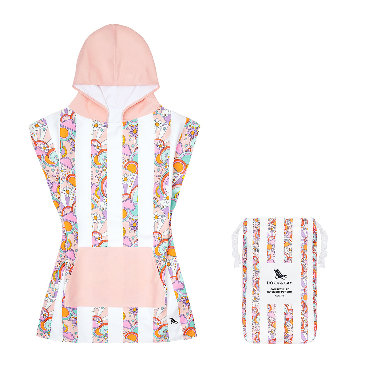 Dock & Bay Poncho Mini Patterned Collection Pink Power 100% Recycled 100% Recycled