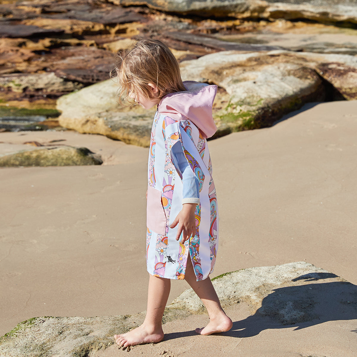 Dock & Bay Poncho Mini Patterned Collection Pink Power 100% Recycled 100% Recycled