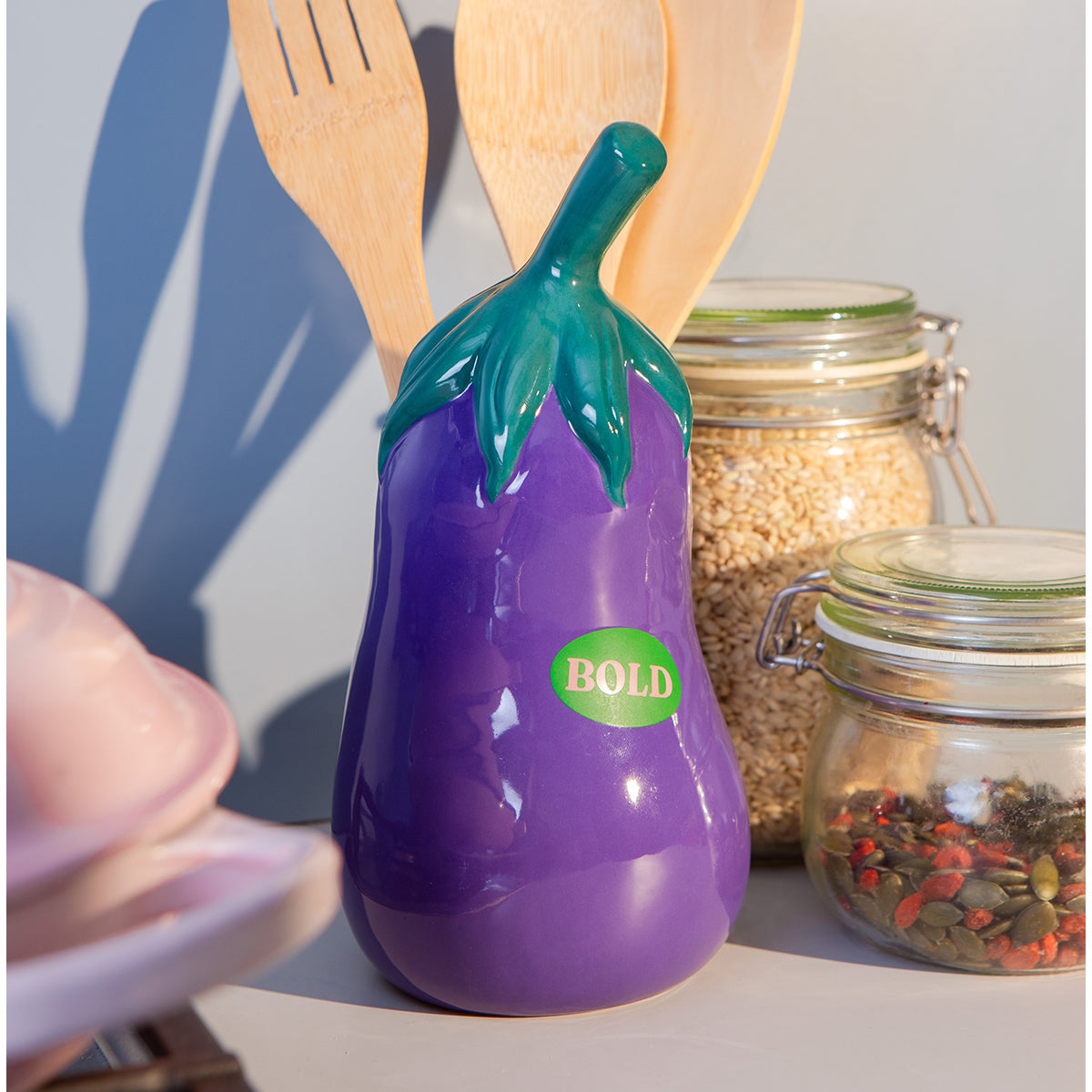 Farmers Market Utensil Pot Eggplant