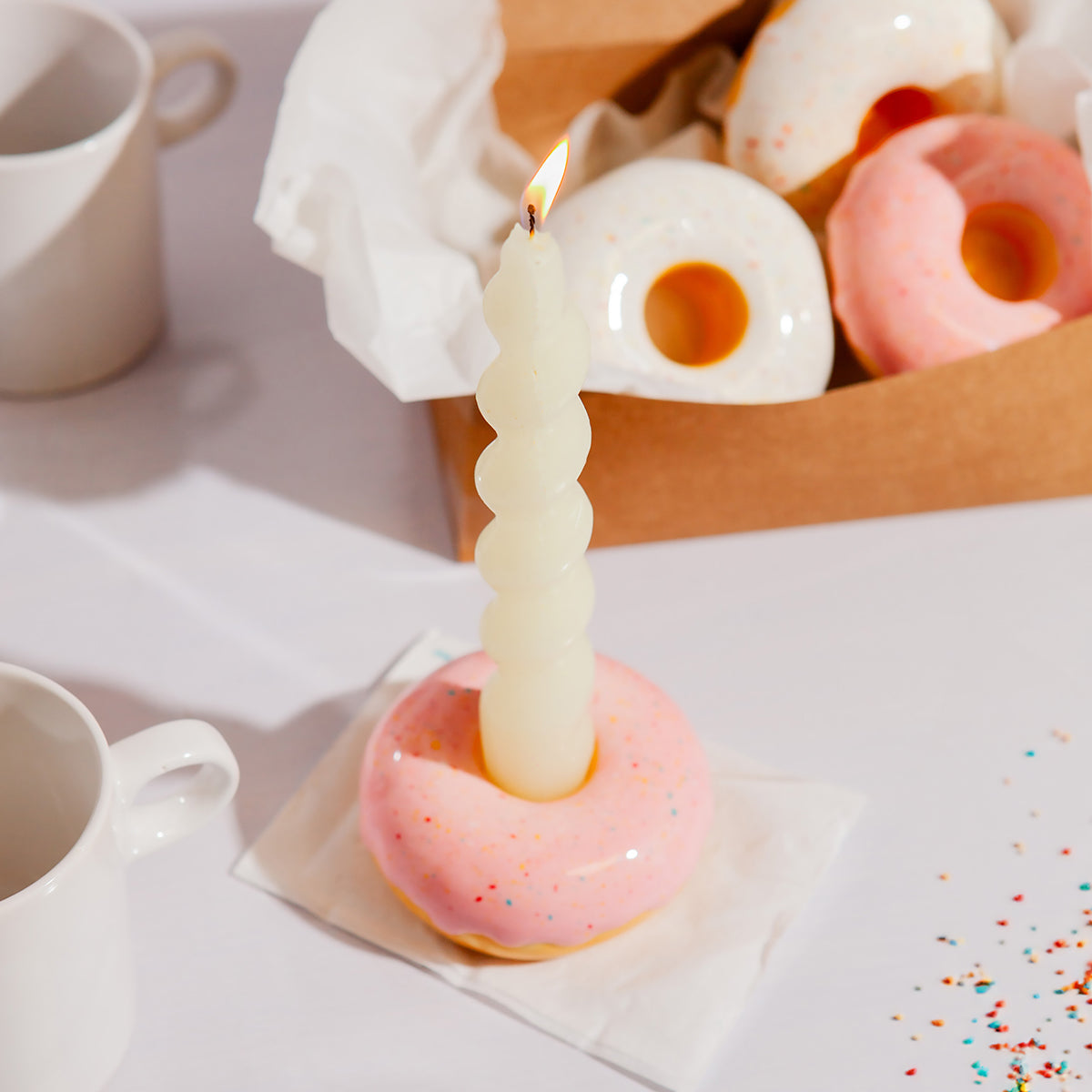 DOIY Fast Food Candle Holder Donut Pink