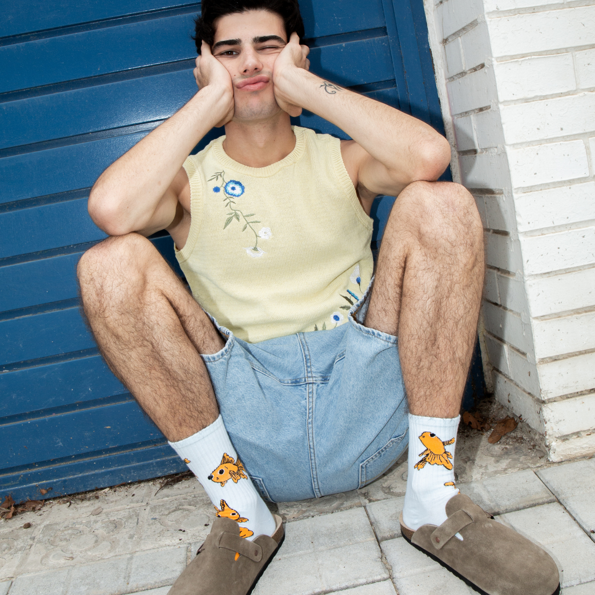 Eat My Socks Crew Socks Goldfish