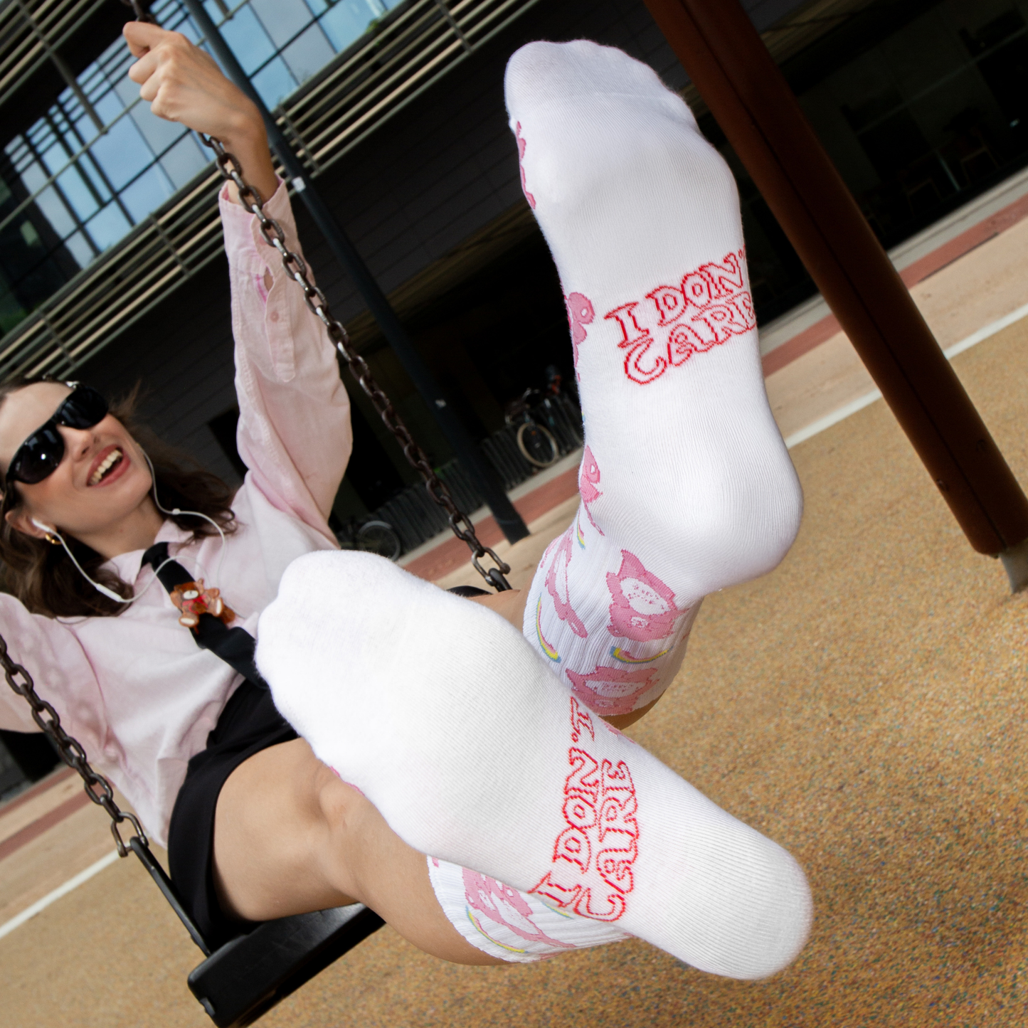 Eat My Socks Crew Socks Rainbow Bear