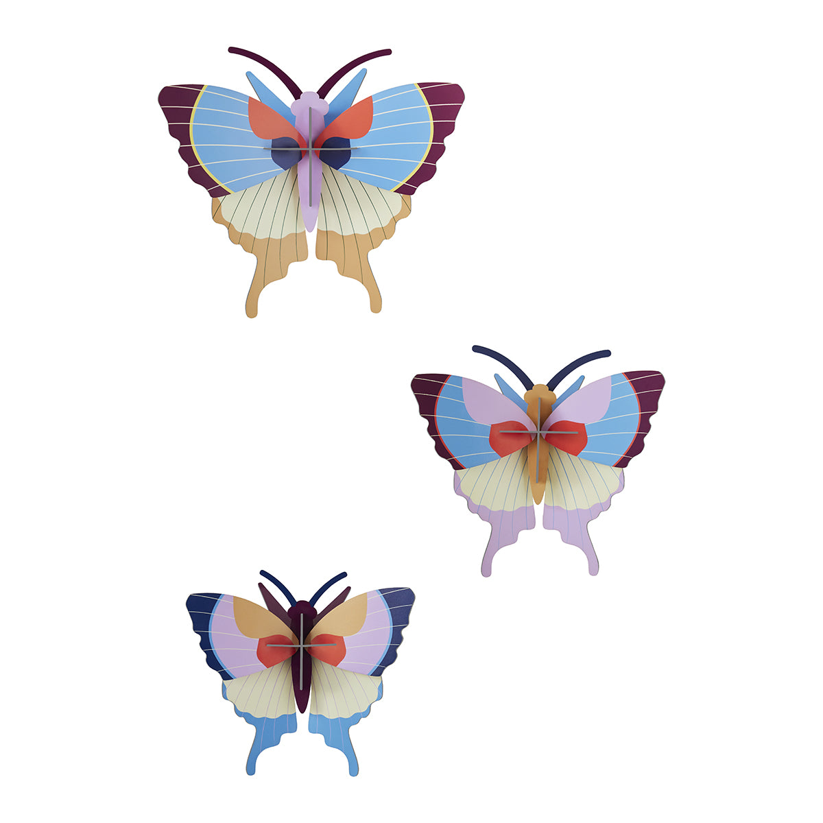 Studio Roof Wall Art Butterflies (A4) Set of 3 Plum Fringe Butterfly